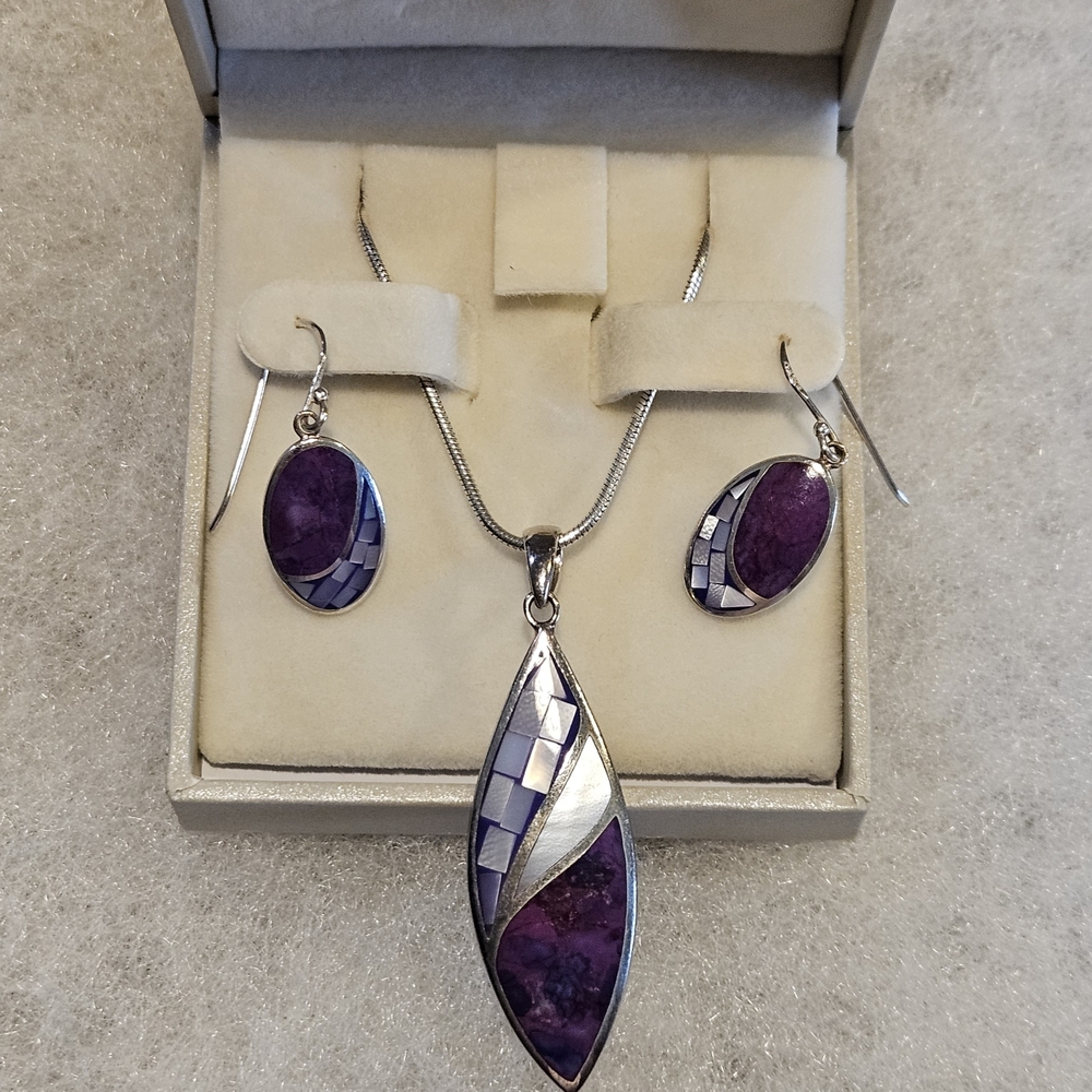Elegant Purple and Silver Jewelry Set